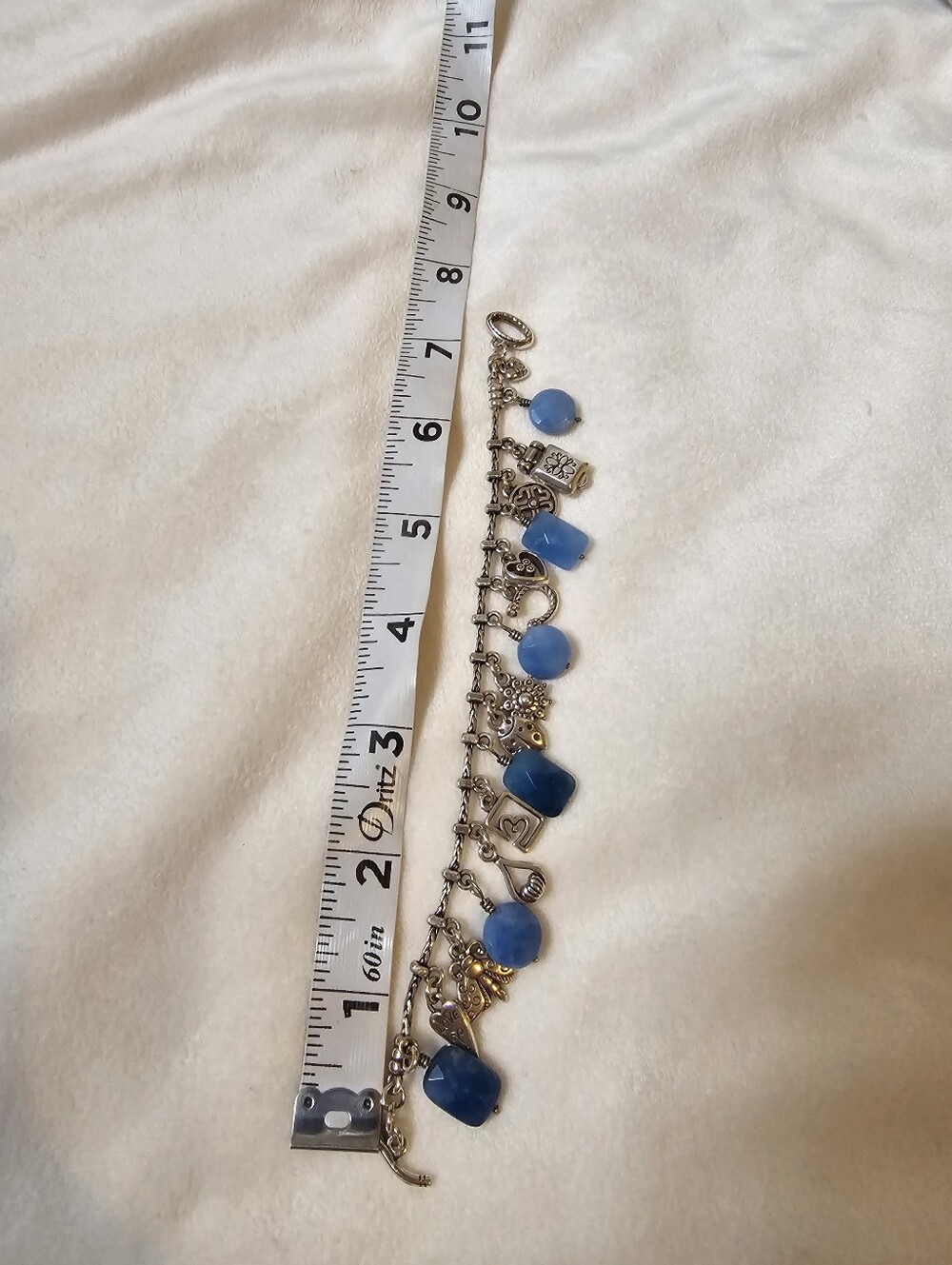 Brighton Fortune Blue Quartz Charm Bracelet Retired Vintage J31792 - Picture 7 of 8